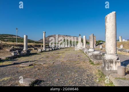 Die Ruinen der antiken Stadt Bergama in der Türkei. Stockfoto