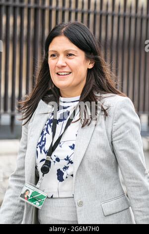 WESTMINSTER LONDON 7. Juli 2021. Lisa Nandy, Schattenministerin für auswärtige Angelegenheiten und Commonwealth-Angelegenheiten im Vereinigten Königreich und Labour-Abgeordnete für Wigan bei der Ankunft im Parlament. Credit amer Ghazzal/Alamy Live News Stockfoto