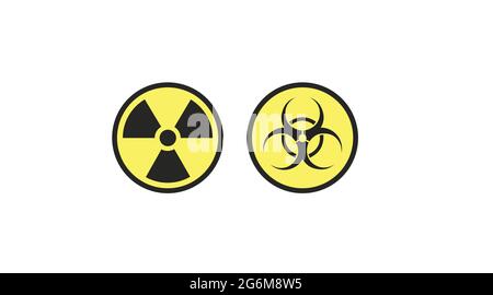 Symbole für Strahlung und Biogefährdung. Vektordarstellung einer editierbaren Strahlung und eines Symbols oder Zeichensatzes für Biogefährdung Stock Vektor