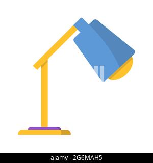 Lampe auf dem Schreibtisch mit Buch und Sternen. Magisches Symbol auf weißem Hintergrund isoliert. Vektor Illustration Konzept für das Lesen Buch Club Stock Vektor