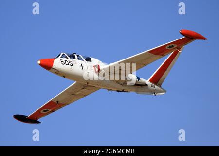 Die israelische Luftwaffe (IAF) Fouga Magister CM-170 [Tzukit] ist im Flug Stockfoto