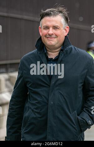 WESTMINSTER LONDON 7. Juli 2021. Jonathan Ashworth, Schattenminister des Vereinigten Königreichs für Gesundheit und Soziales und Labour-Abgeordneter für Leicster South bei seiner Ankunft im Parlament. Credit amer Ghazzal/Alamy Live News Stockfoto