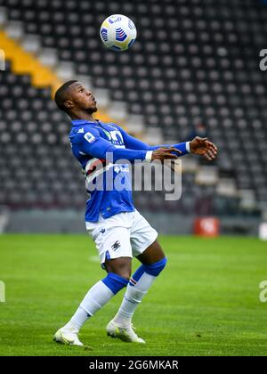 Udine, Italien. Juni 2021. Keita Balde (Sampdoria) Portrait in Aktion während der UC Sampdoria Saison 2020/2021, Italienische Fußballserie A Spiel in Udine, Italien, Juni 01 2021 Kredit: Unabhängige Fotoagentur/Alamy Live News Stockfoto