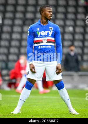 Udine, Italien. Juni 2021. Keita Balde (Sampdoria) Porträt während der UC Sampdoria Saison 2020/2021, Italienische Fußballserie A Spiel in Udine, Italien, Juni 01 2021 Kredit: Unabhängige Fotoagentur/Alamy Live Nachrichten Stockfoto