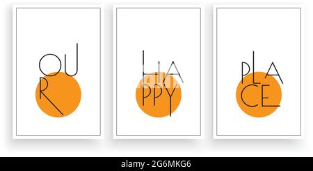 Unser Happy Place, modernes skandinavisches minimalistisches Wanddesign Stock Vektor