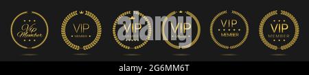 VIP-Mitglied Goldener Lorbeerkranz-Labelset Stock Vektor