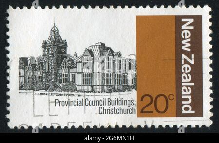 NEUSEELAND - UM 1979: Stempel gedruckt von Neuseeland, zeigt Provincial Council Buildings, Christchurch, um 1979 Stockfoto