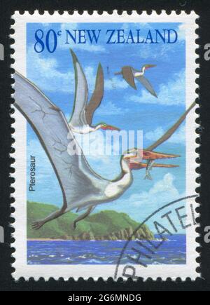 NEUSEELAND - UM 1993: Stempel gedruckt von Neuseeland, zeigt Flugsaurier, um 1993 Stockfoto