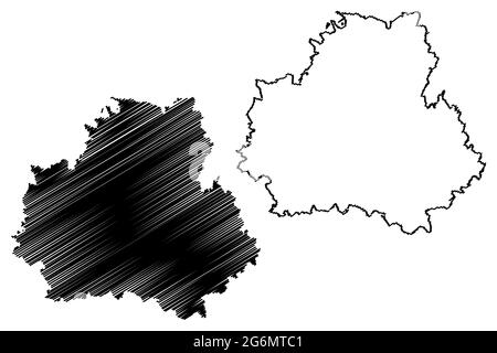 Landkreis Bautzen (Bundesrepublik Deutschland, Landkreis Schwaben, Freistaat Sachsen) Kartenvektordarstellung, Scribble-Skizze Bautzen-Karte Stock Vektor