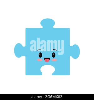 Puzzle Stück Emoji Vektor-Symbol auf weißem Hintergrund isoliert. Stock Vektor