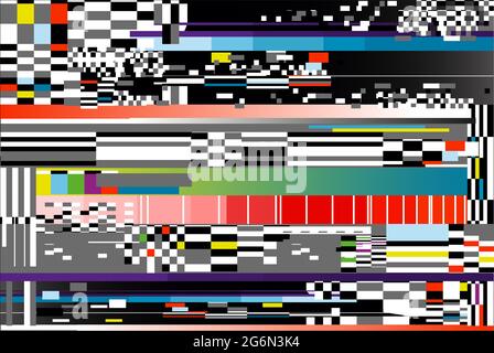 Vektordarstellung des Glitch-Hintergrunds. Computerbildfehler oder abstraktes Design mit digitalem Pixelrauschen. Stock Vektor