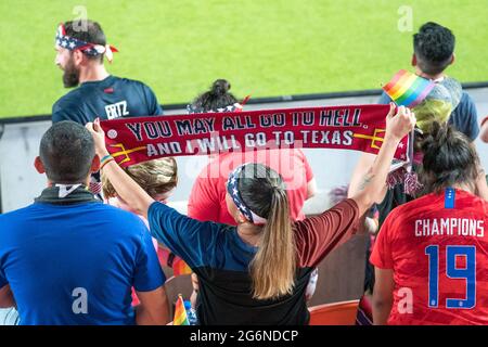 Houston, USA. Juni 2021. Während des Freundschaftsspiel der Womens International zwischen USA und Jamaika im BBVA Stadium in Houston, Texas, USA. (KEINE KOMMERZIELLE NUTZUNG) Credit: SPP Sport Press Photo. /Alamy Live News Stockfoto