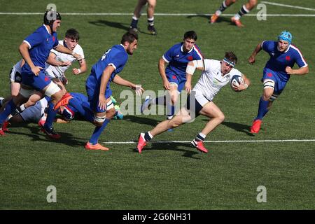 Cardiff, Großbritannien. Juli 2021. Rhys Tait aus Schottland macht eine Pause. 2021 Six Nations U20 Championship round 4, France V Scotland at the BT Sport Cardiff Arms Park in Cardiff, South Wales on Wednesday 7th July 2021. Pic by Andrew Orchard/Andrew Orchard Sports Photography/Alamy Live News Credit: Andrew Orchard Sports Photography/Alamy Live News Stockfoto