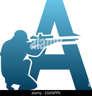 Buchstabe A mit Sniper Symbol Logo Design Konzept Vorlage Vektor Stock Vektor