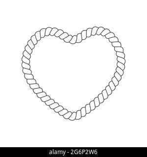 Symbol in Form eines Herzseils isoliert auf weißem Hintergrund. Einfacher Valentinsrahmen. Vektorgrafik. Stock Vektor