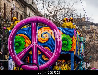 Parade Float in der Mardi Gras Parade, New Orleans, Louisiana, USA Stockfoto