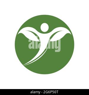 Moderne Menschen Blatt Logo Vektor Illustration Design Vorlage Stock Vektor