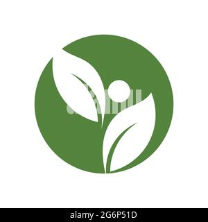 Moderne Menschen Blatt Logo Vektor Illustration Design Vorlage Stock Vektor