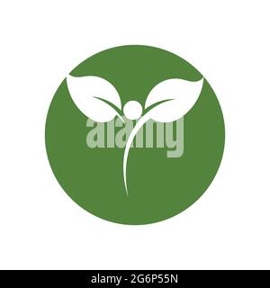 Moderne Menschen Blatt Logo Vektor Illustration Design Vorlage Stock Vektor