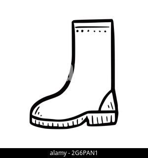 Handgezeichneter Gartenstiefel. Doodle-Skizzenstil. Zeichnungslinie einfaches Boot-Symbol. Isolierte Vektordarstellung. Stock Vektor