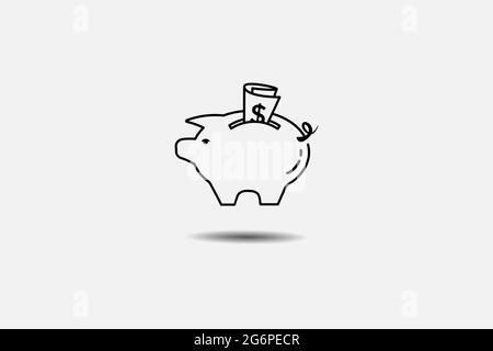 Sparschwein Symbol und Geld sparen Symbol. vektor-Brieftasche Logo Design Vorlage Illustration Stock Vektor