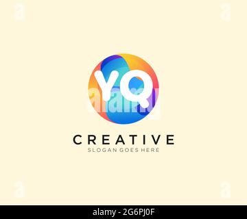 YQ Initial-Logo mit farbenfroher Circle-Vorlage Stock Vektor