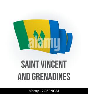 Vektorflagge von St. Vincent und den Grenadinen. Schwenkende Flagge. Vektorgrafik. Stock Vektor