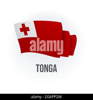 Vektorflagge von Tonga. Tongan winkende Flagge. Vektorgrafik. Stock Vektor
