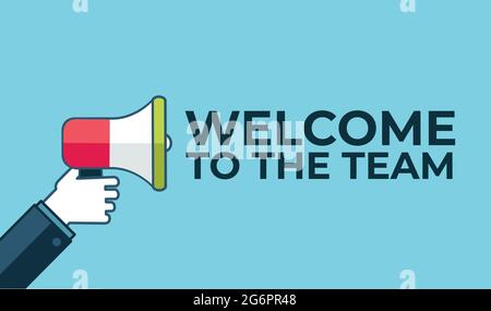 Willkommen im Team Handgezeichnetes Logo-Symbol in trendigen goldgrauen Farben. Vektorelemente Stock Vektor