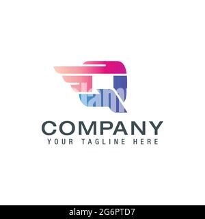 Initial Q Letter Logo mit Flügeln Creative Modern Business Typography Vektor-Vorlage Stock Vektor