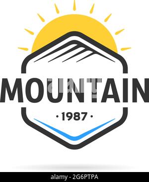 Logo der Mountain-Vorlage im Sechseck-Format Stock Vektor