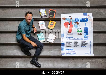 Nick Barley Edinburgh International Book Festival Director bei Programmstart, Juli 2021, Edinburgh College of Art. Schottland, Großbritannien Stockfoto