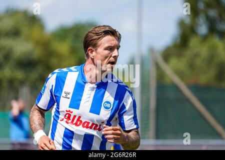 Nyborg, Dänemark. Juli 2021. Mart Lieder (9) von ob, gesehen während eines Testmatches zwischen Odense Boldklub und Broendby IF im Nyborg Idraetspark in Nyborg. (Foto: Gonzales Photo/Alamy Live News Stockfoto