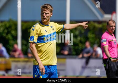 Nyborg, Dänemark. Juli 2021. Sigird rostete (4) von Broendby, WENN er während eines Testmatches zwischen Odense Boldklub und Broendby IF im Nyborg Idraetspark in Nyborg gesehen wurde. (Foto: Gonzales Photo/Alamy Live News Stockfoto