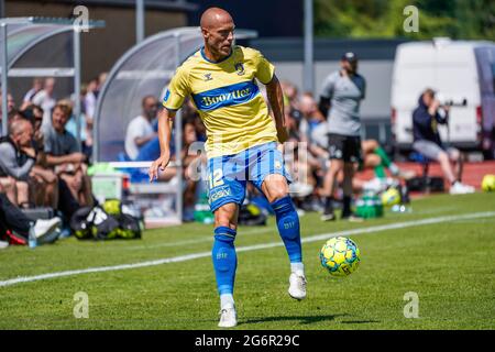 Nyborg, Dänemark. Juli 2021. Michael Lumb (12) von Broendby, WENN er während eines Testmatches zwischen Odense Boldklub und Broendby IF im Nyborg Idraetspark in Nyborg gesehen wurde. (Foto: Gonzales Photo/Alamy Live News Stockfoto