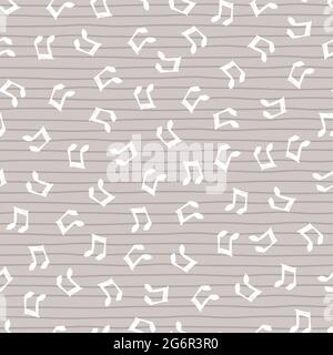 Vektor grau gestreuten Stift skizzierte Noten Muster mit Streifen 02. Perfekt für Stoff-, Geschenkpapier- und Tapetenprojekte. Stock Vektor