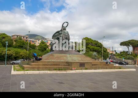 GENUA, ITALIEN 12. MAI 2021 - das Denkmal für die Tausend, (Monumento dei Mille) gewidmet der Expedition der Tausend in Quarto dei Mille wo Stockfoto