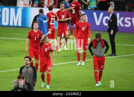 London, Großbritannien, 7. Juli 2021. London, Großbritannien. Juli 2021. Denmark dejection beim Halbfinale der UEFA EURO 2020 in England gegen Dänemark im Wembley Stadium, London, Großbritannien, am 7. Juli 2021. Kredit: Paul Marriott/Alamy Live Nachrichten Gutschrift: Paul Marriott/Alamy Live Nachrichten Stockfoto