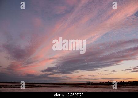 Rosa Himmel in Lake Tyrrell Stockfoto