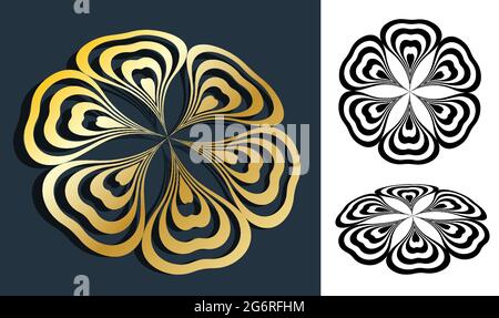 Luxuriöse abstrakte Goldblume. Kreative Inspiration Schmuck Symbol Design. Firma, Markenzeichen. Vektor Stock Vektor