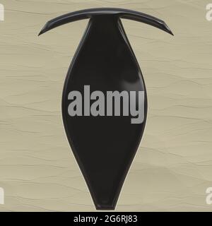 Grafik mit schwarz lackiertem Hochglanz-Großbuchstabe T als Monogramm Stockfoto