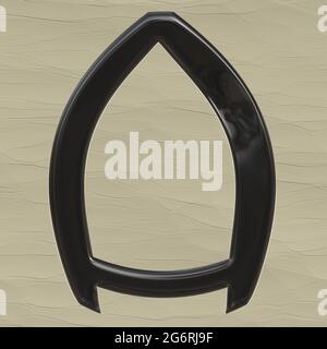 Grafik mit schwarz lackiertem Hochglanz-Großbuchstaben A als Monogramm Stockfoto