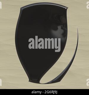 Grafik mit schwarz lackiertem Hochglanz-Großbuchstaben L als Monogramm Stockfoto
