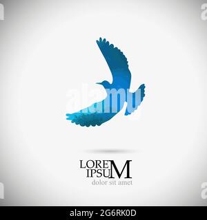Fliegender blauer Vogel. Gemischte Medien. Vektorgrafik Stock Vektor