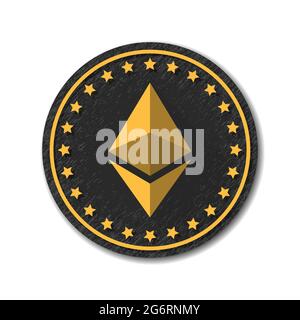 Ethereum Krypto Währung Chrystal Münze Symbol Schaltfläche Illustration Stock Vektor