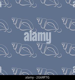 Nahtloses Muster Linie Kunst Meer Shell Stock Vektor