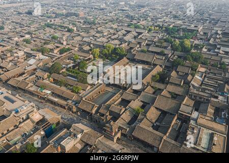 Luftaufnahme der antiken Stadt Pingyao, EINER traditionellen chinesischen Altstadt in Shanxi Stockfoto