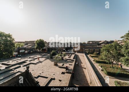 Luftaufnahme der antiken Stadt Pingyao, EINER traditionellen chinesischen Altstadt in Shanxi Stockfoto