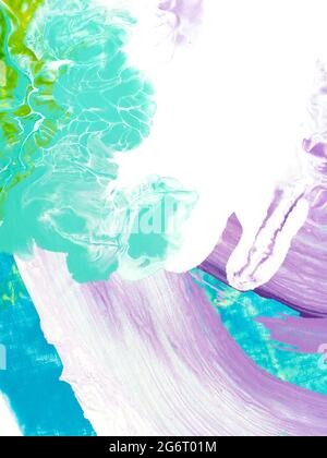 Grün türkis und lila abstrakt kreativ handgemalten Hintergrund, flüssige Kunst, Marmor Textur, abstrakten Ozean, Acrylmalerei auf Leinwand. Modernes A Stockfoto