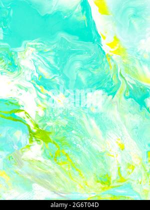 Grün und gelb abstrakt kreative Hand gemalten Hintergrund, flüssige Kunst, Marmor Textur, abstrakten Ozean, Acrylmalerei auf Leinwand. Moderne Kunst. Contem Stockfoto